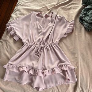 Valphsio Beach Romper Ruffle Layered Drawstring Waisted Shorts Jumpsuit